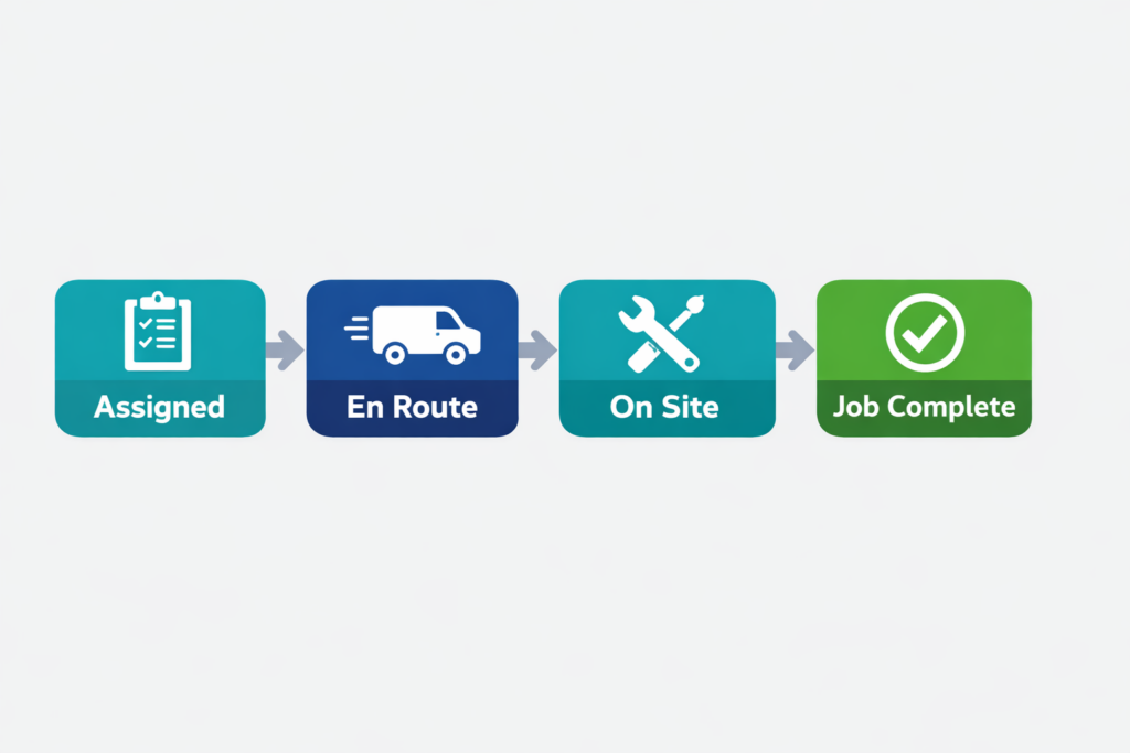 The Tech Updates the Job Status in Real Time