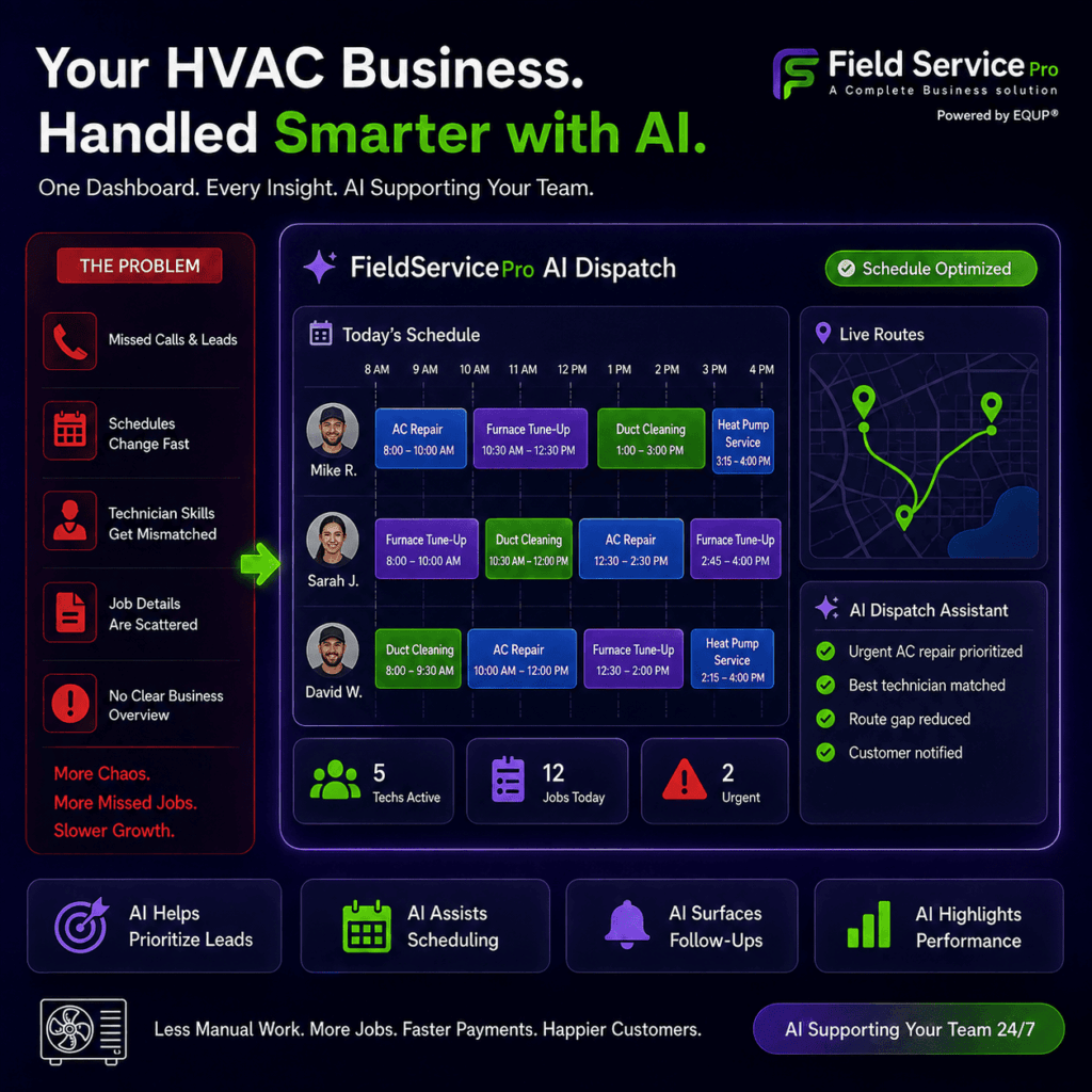 Job management in HVAC Business using FieldServicePro
